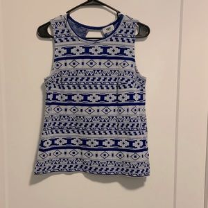 Blue/white print tank size S